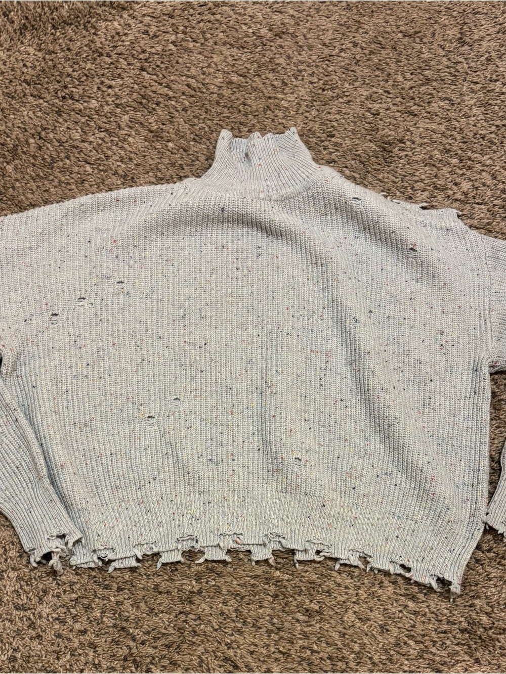 Zenana Outfitters Light Gray Speckled Turtleneck Sweater